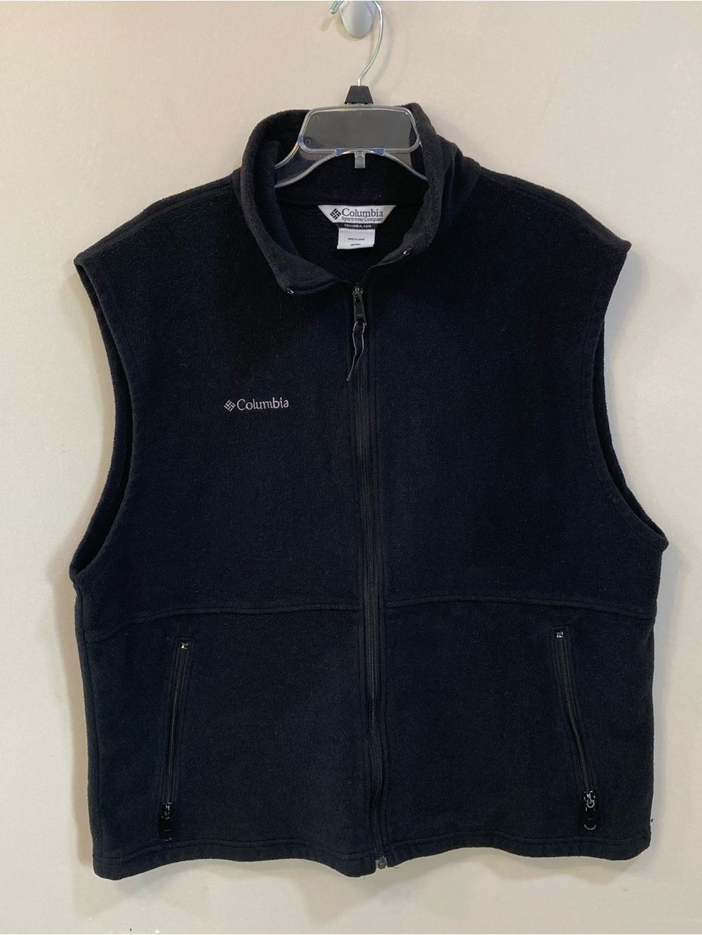 Columbia Fleece Vest Mens Sz XL Black Full Zip Outdoors